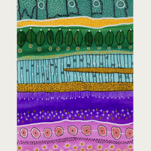 Colorful circles and marks in an abstract pattern for creative water painting.