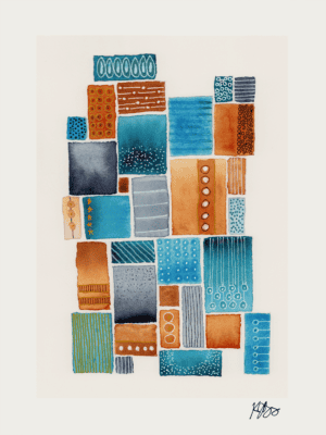 Vibrant watercolor artwork illustrating diverse layers and marks, emphasizing texture and artistic b.