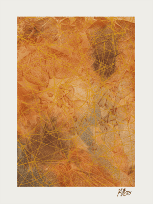 Organic Shapes & Marks in warm autumn tones with gold accents.